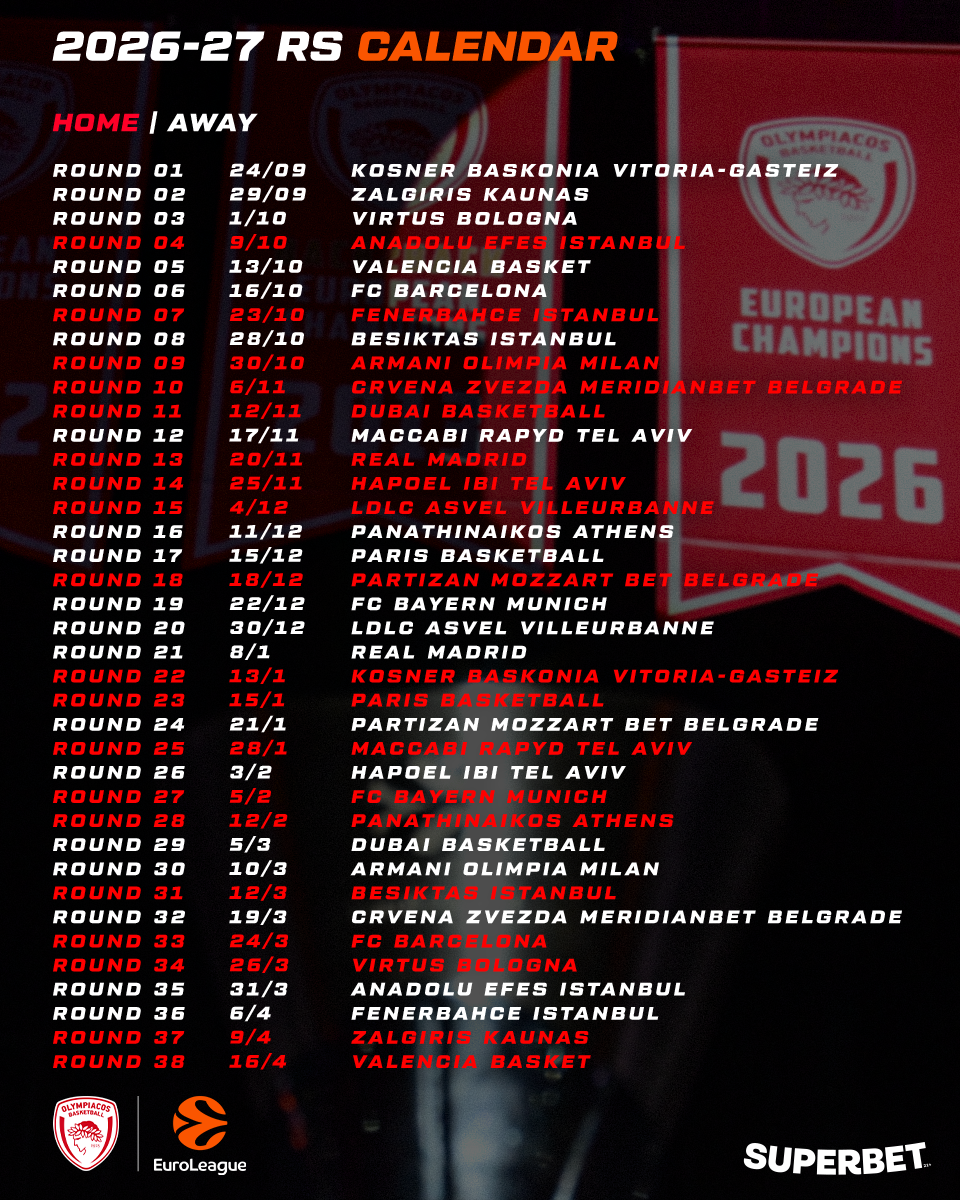 SCHEDULE 26 27 EUROLEAGUE