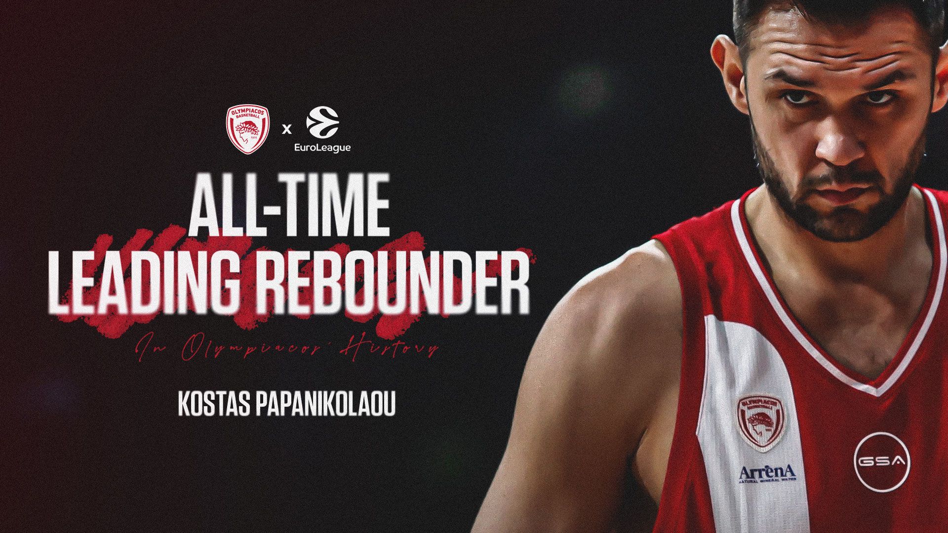 Kostas Papanikolaou is our all-time leading rebounder in Olympiacos' EuroLeague history 